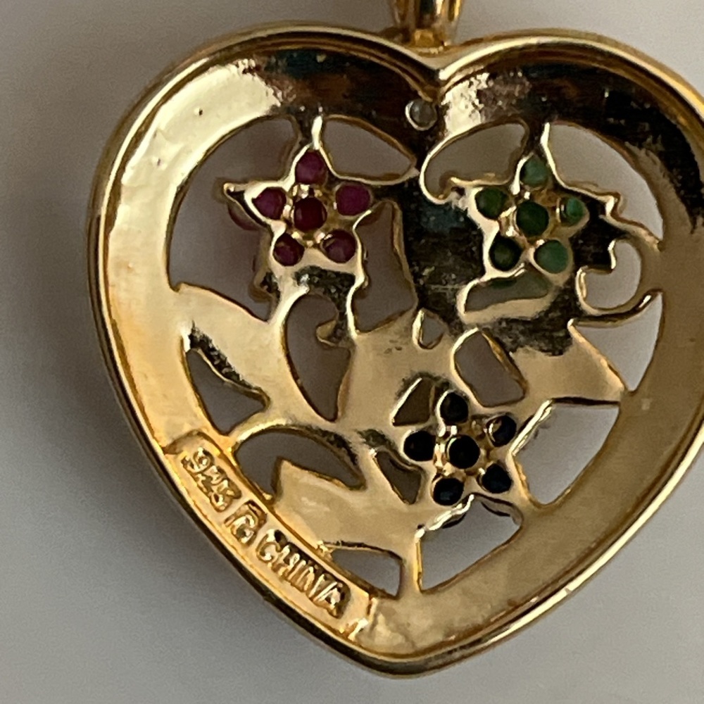 Ross Simon’s Multi-Gemstone Floral Heart Necklace with Diamond Accent - Picture 5 of 6